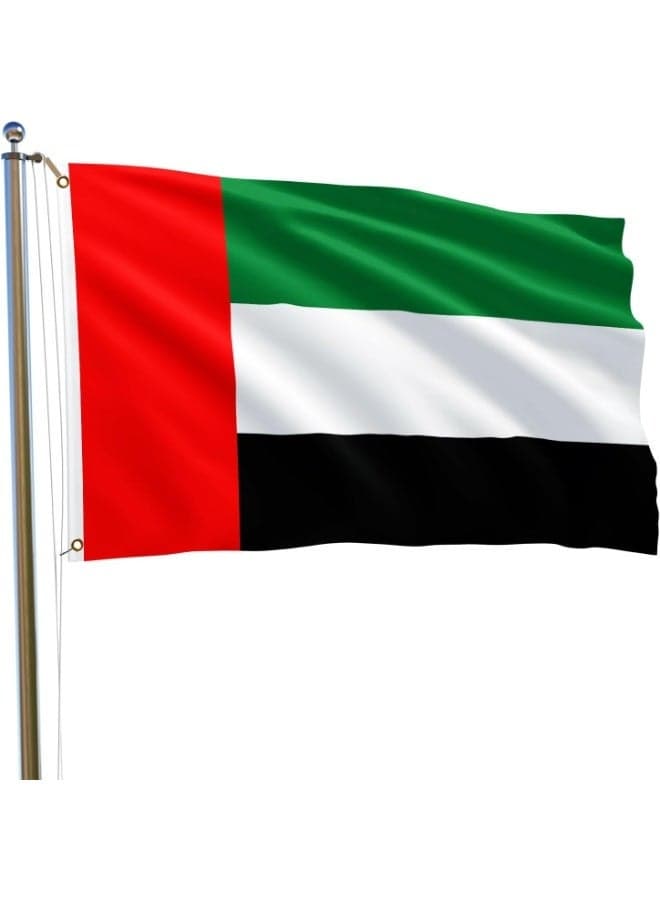 United Arab Emirates Flag - 3x5 Ft / 4 x 6 Ft - 100D Polyester Emirati Banner with Two Metal Grommets - Fade Resistant - Vivid Colors - 3' x 5' Feet / 4' x 6 Feet - 90x150 Cm / 120x180 CmFor Patriotic UAE Emirati Themed Festival Events Party Indoor Outdoor