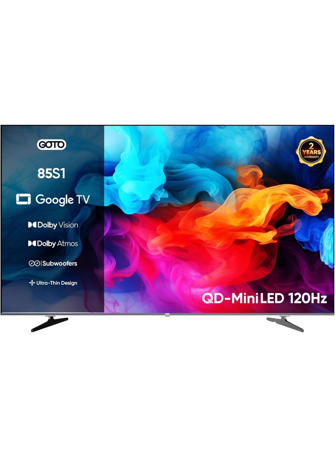 85 Inch Smart TV | QD-mini LED | Frameless | 4K UHD | 120Hz Game Booster mode | Official Google TV | Quad-Core Processor | 20W Built-In Subwoofer | Voice Control | 2.4/5GHz WiFi | Bluetooth 5.1| Chromecast