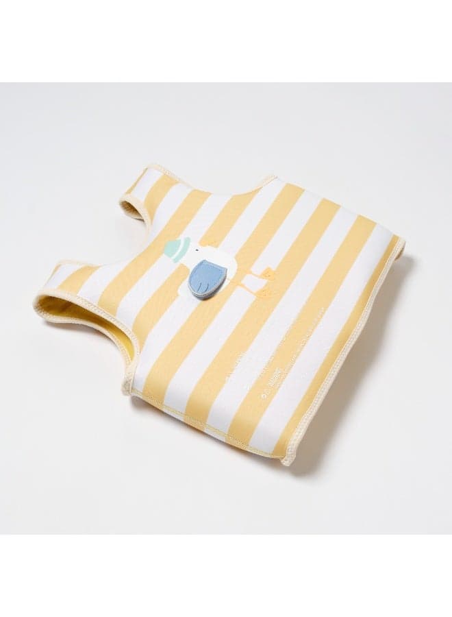 Kids Swim Vest 3–6 – Sid the Seagull Mustard Stripe | Swim Safety Vest for Children Aged 3 to 6 | Adjustable, Comfortable & Travel-Friendly