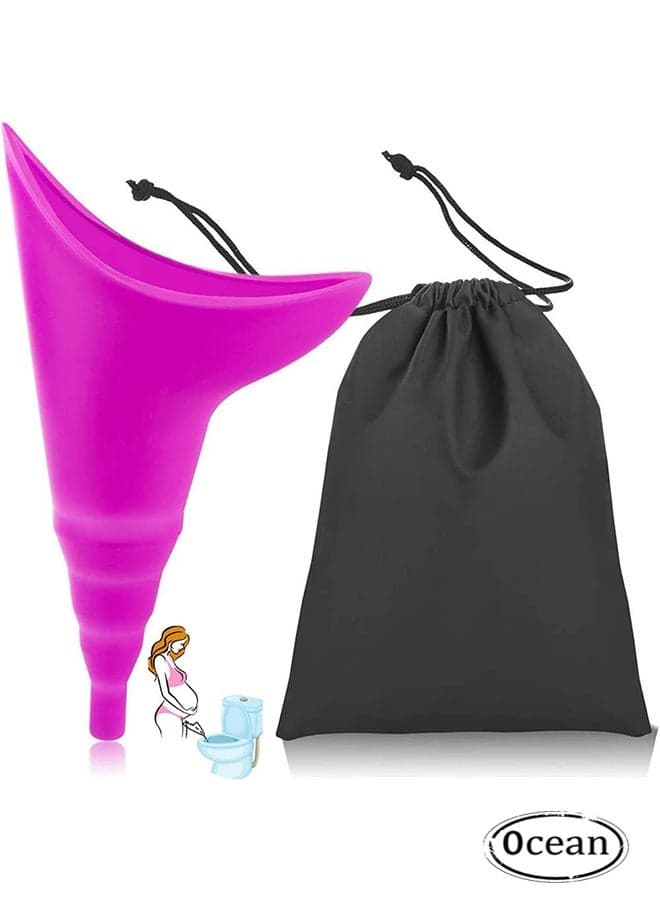 Female Urination Device, Portable Urinal for Women, Female Reusable Urinal Funnel, Female Pee Funnel for Travel, Hiking, Camping, Outdoor Activities (Purple)