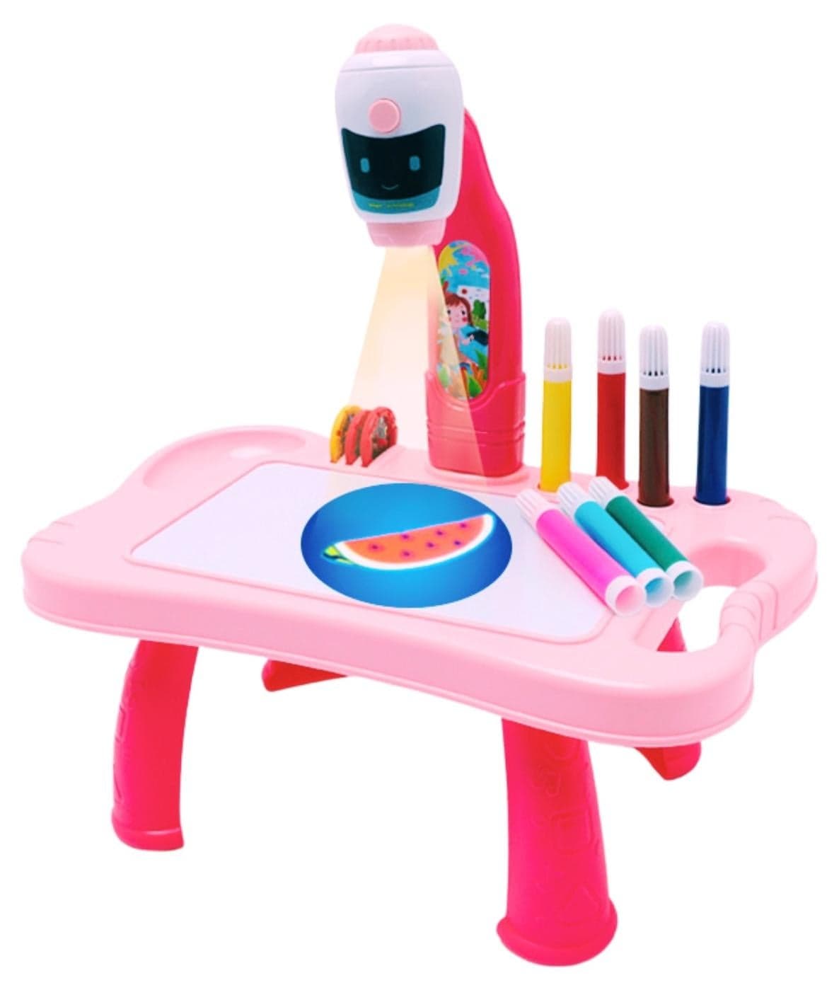 Kids Drawing Projector Table-Smart Learning Toy for Children Projection Painting Table Easy to Clean Big Size(Pink)