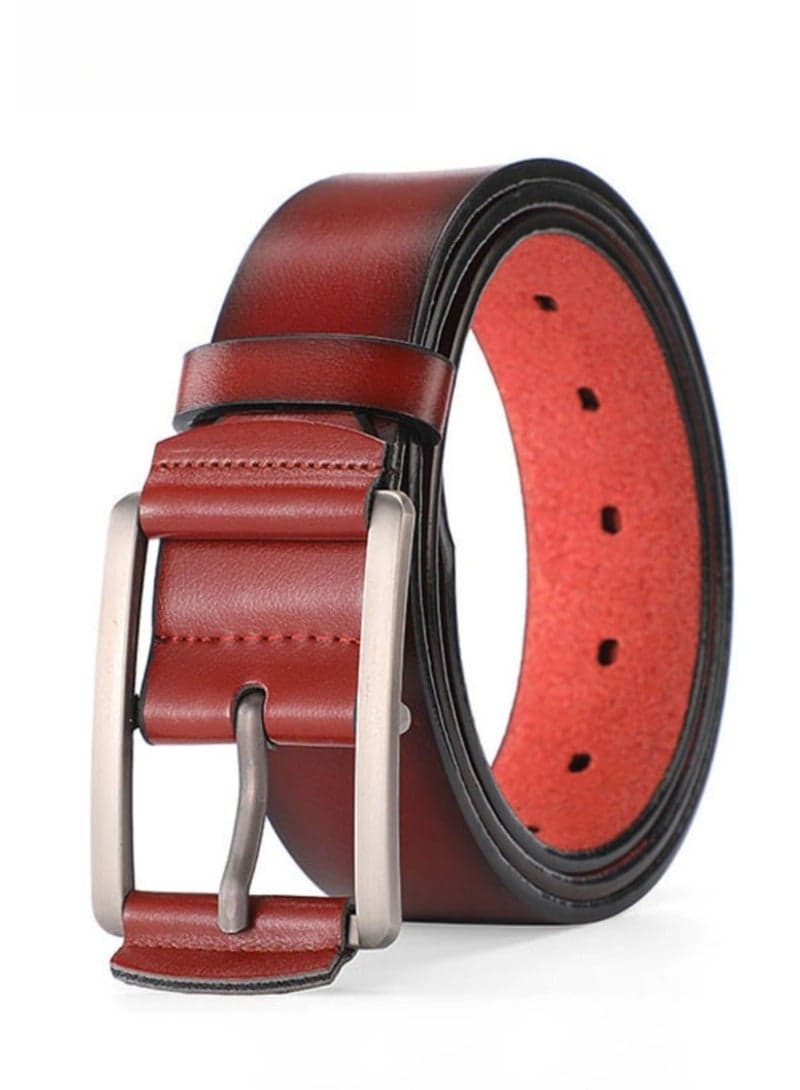 Genuine Leather Belt for Men - Formal & Casual Belt with Alloy Buckle, Soft & Durable Men's Leather Belt, Adjustable 115CM