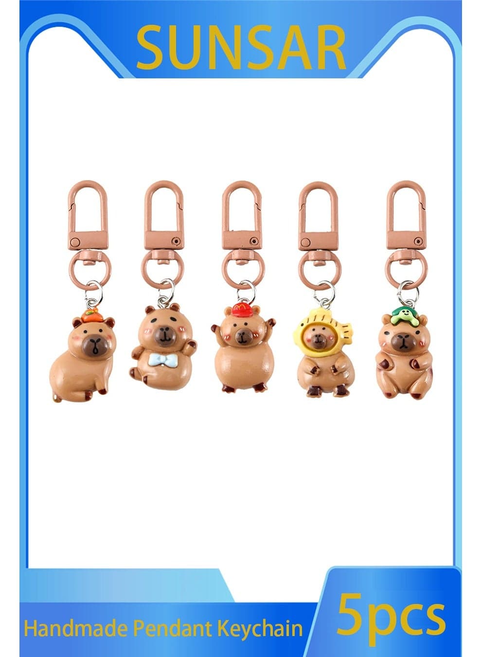 5 Pcs Cute Keychain Capybara Keychains Women Girl Keychains Kawaii Keychain Accessories Bag Charm Keychain