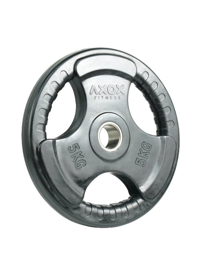Axox Fitness Rubber Weight Plate 5 Kg-Olympic Standard Gym Plate, Home & Commercial Strength Training, Durable Rubber-Coated, Tri-Grip Handles