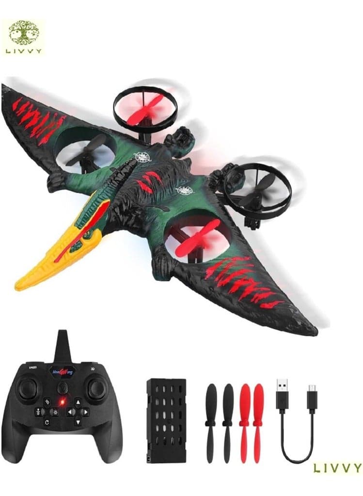 Flying Dinosaur RC Remote Control Toy for Kids & Adults with 360° Stunts – Flying Dinosaur RC Plane, War Plane Glider, 2.4GHz 6-Axis Gyro EPP Foam RC Aircraft with One-Key Take Off & 360° Rotation – Easy to Fly Fighter Jet Toy for Kids & Beginners