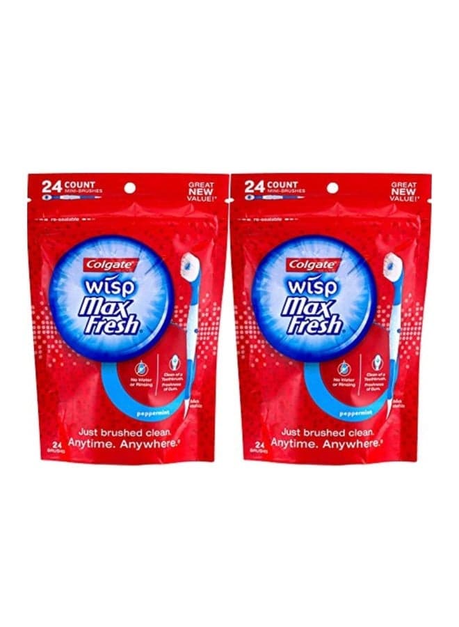 Colgate Wisp (The Original) Sugar Free, Gluten Free Max Fresh Cool Mint Mini Travel Toothbrushes, 24 Count (Pack of 2)