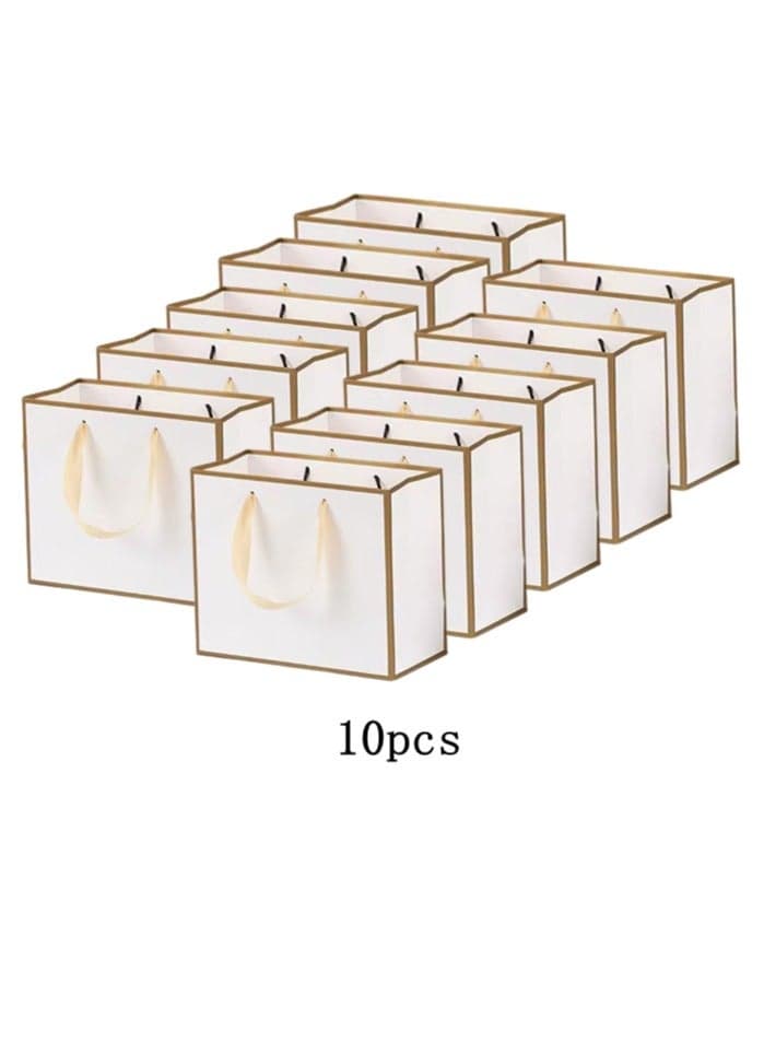 10 Pieces Party Favor Bags,Shopping Bag,Party Bags For Kids, supplies Snack candy Gift Bag Food Bags,Bags For Birthday Wedding Celebrations Party Favors 27*21*8(White)