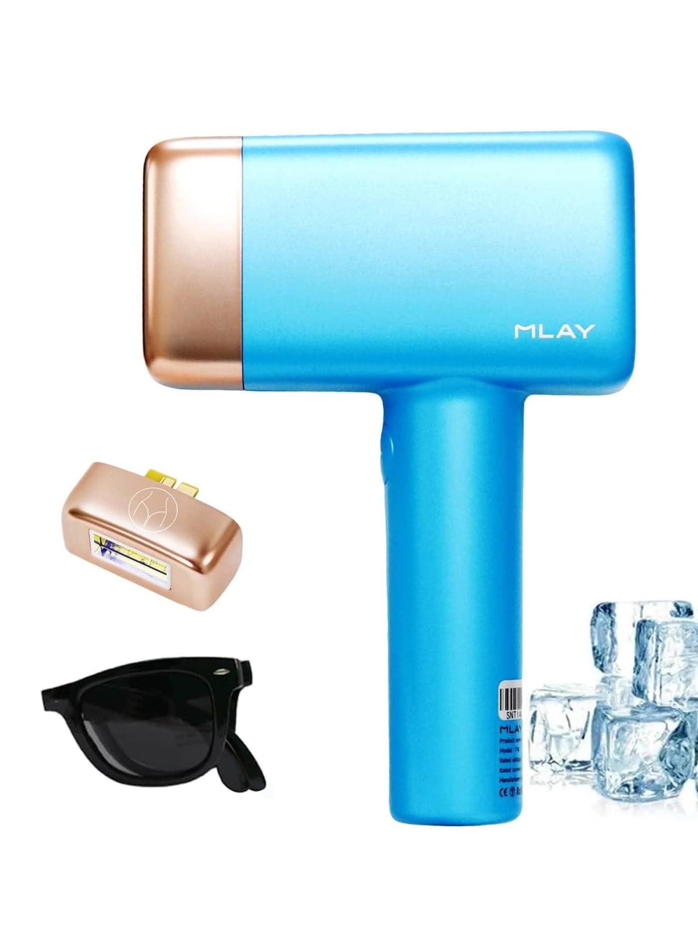 Updated MLAY T14 IPL Laser Painless Hair Removal Device With Bikini Lamp 3℃ Cold Compress/500000 Pulses/5-Levels Sky Blue