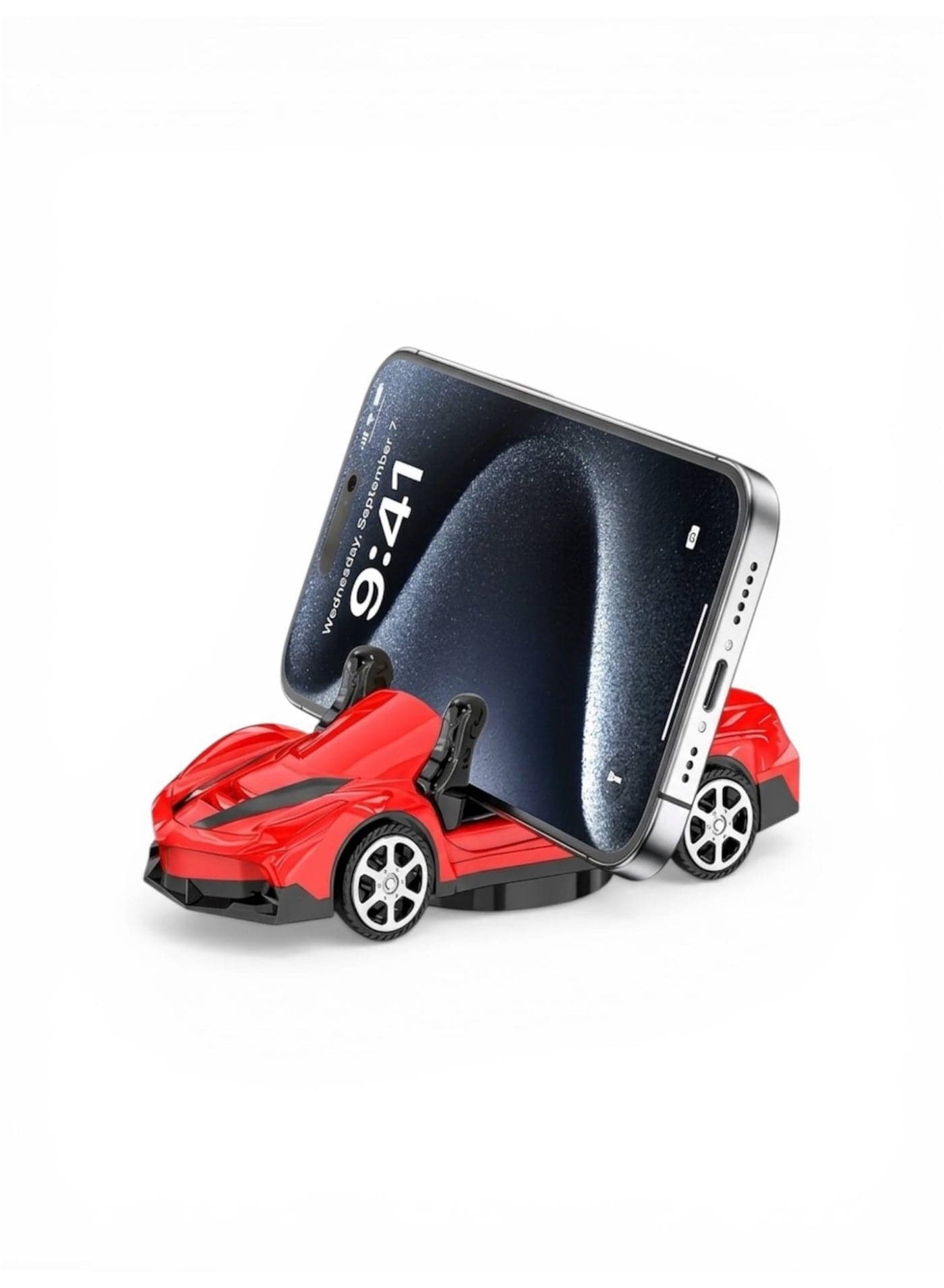 Universal 360° Rotating Sport Car Shaped Mobile Phone Holder - Aesthetic Supercar Dashboard Mount, Anti-Slip Cradle Stand for iPhone, Samsung, & All Smartphones - Red