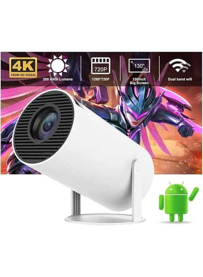 HY300 Mini Projector 4K Android 11 WIFI6 BT5.0 1080P 1280 * 720P Home Theater TV Screen Projector Outdoor Portable Beam Projetor 4k Smart Movie Projector Hdr, Nexvision Projector.