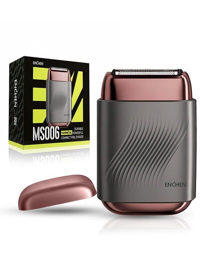 MS006 Foil Shaver for Men Mini Compact 3D Floating Triple-Blade System Low Noise Motor Type-C Rechargeable Pocket-Size Shaver Comfortable Shaving-Gun Gray