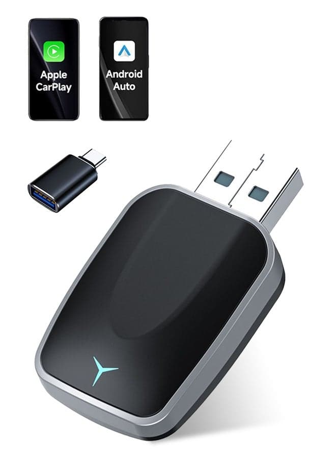 Wireless Carplay Adapter for iPhone and Android,Auto Plug and Play Convert Wired to Wireless Apple CarPlay Adapter,5.2 Buletooth and 5.8GHz No Delay and Stable Control With USB-C and Type-C