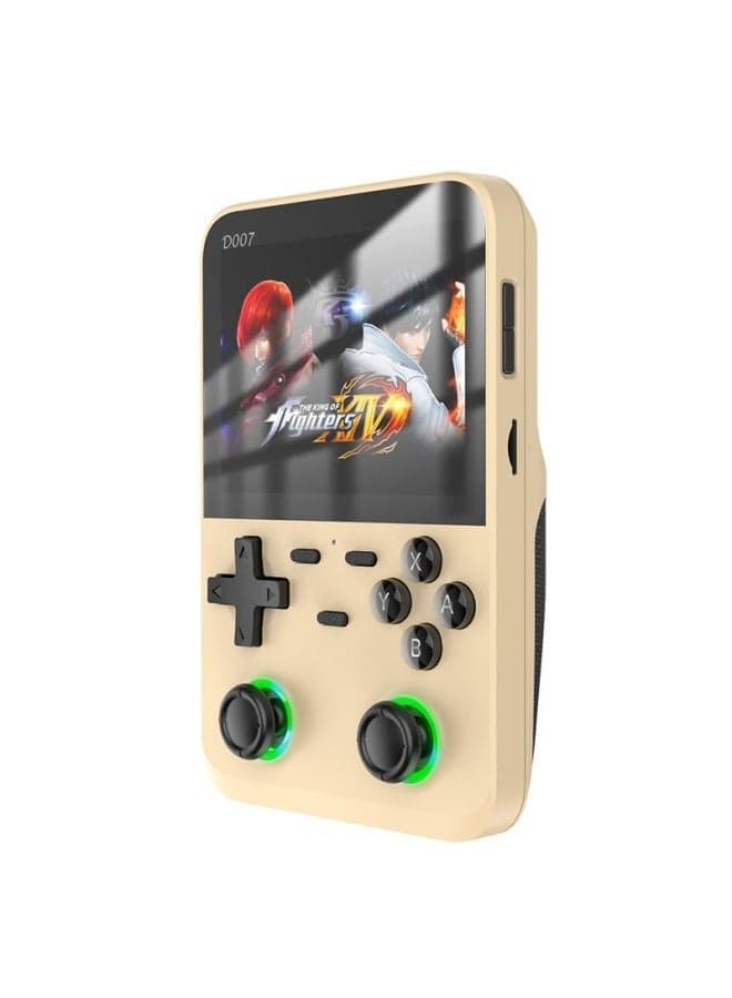 D007PLUS Nostalgic Retro Handheld Game Console Android System 3.5-Inch HD Display Dual Joystick Portable Gaming Device Built-in Games Expandable Storage Rechargeable Battery Champagne Gold