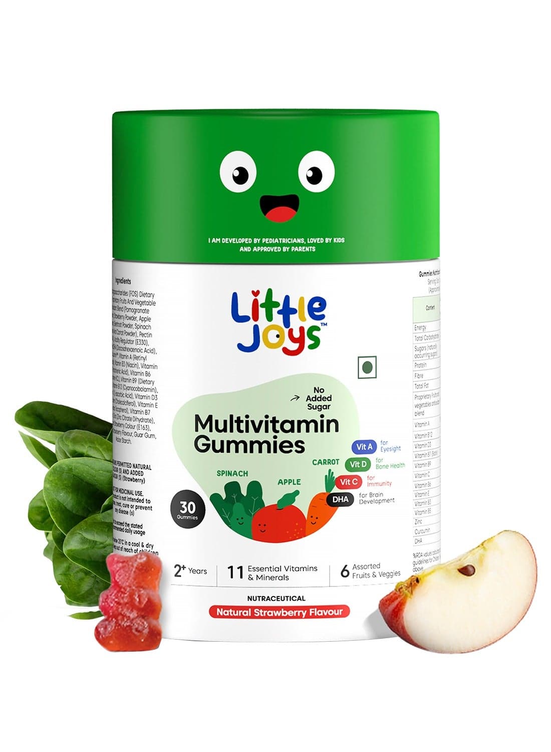 Multivitamin Gummies- Strawberry 2 + Years 30 Day Pack Vit C, D, A And Dha No Preservatives Gluten Free