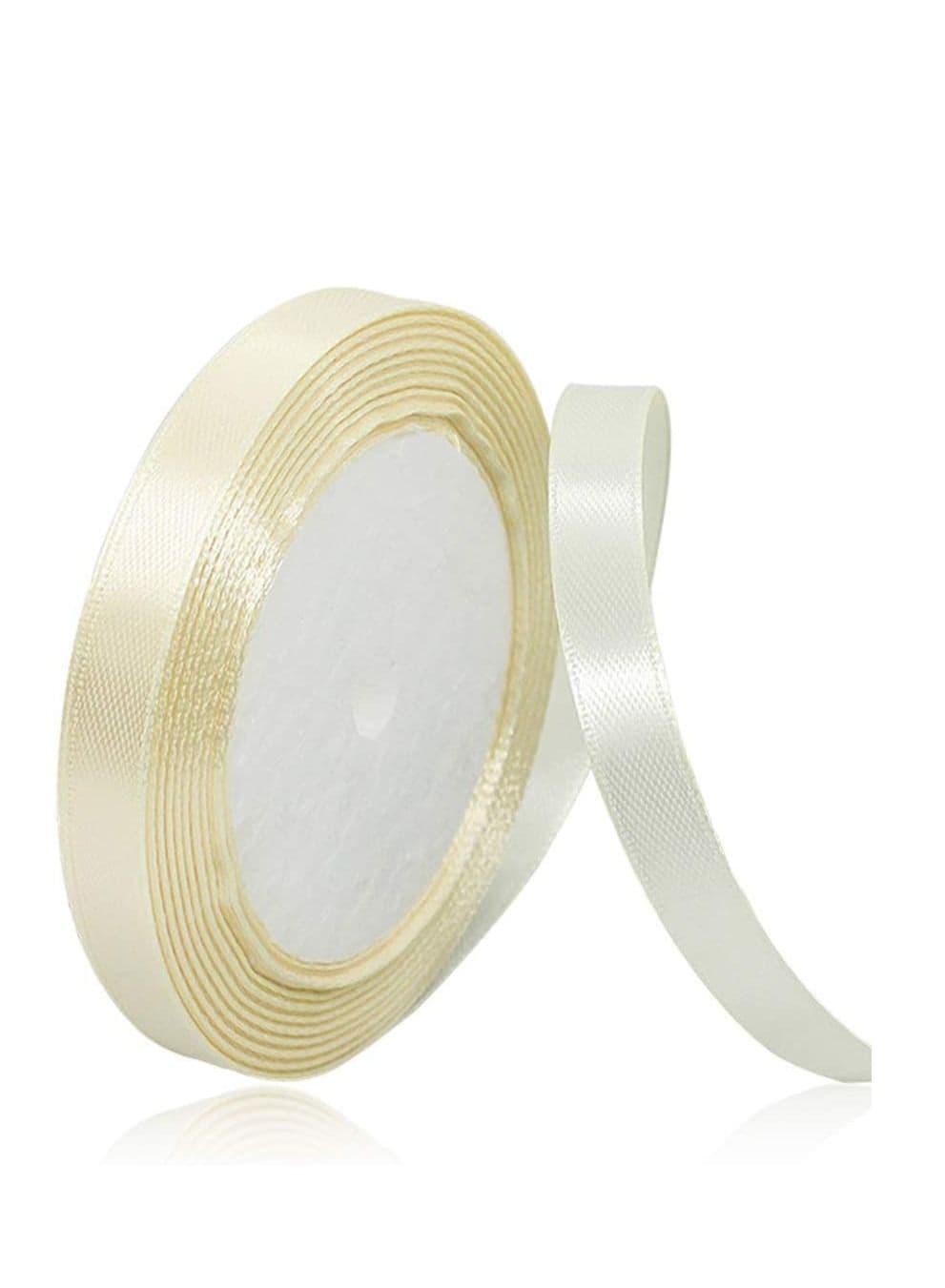 Vanilla Satin Ribbon, 12mm x 25yd Fabric Polyester Ribbon for Gift Wrapping, Party Favors, Wedding Decorations, Bow Making, Bouquets, Sewing Projects & Craft Supplies
