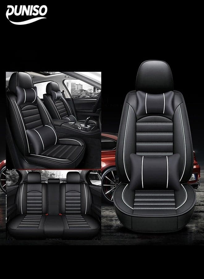 Car Seat Cover,Universal Fully Wrapped Seat Cushion, Artificial Leather Car Backrest Seat Cover, With Headrest and Cushion,Wear Resistant And Anti Slip, Suitable For All Seasons, Suitable For Most Car Seats