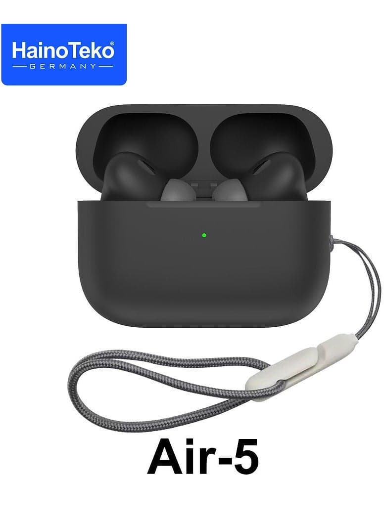 Haino Teko Air-5 True Wireless Stereo Earbuds with Multi Functional Touch Control HD Clear Microphone High Bass Sound Quality and Charging Case for Android mobiles and Tablets Black