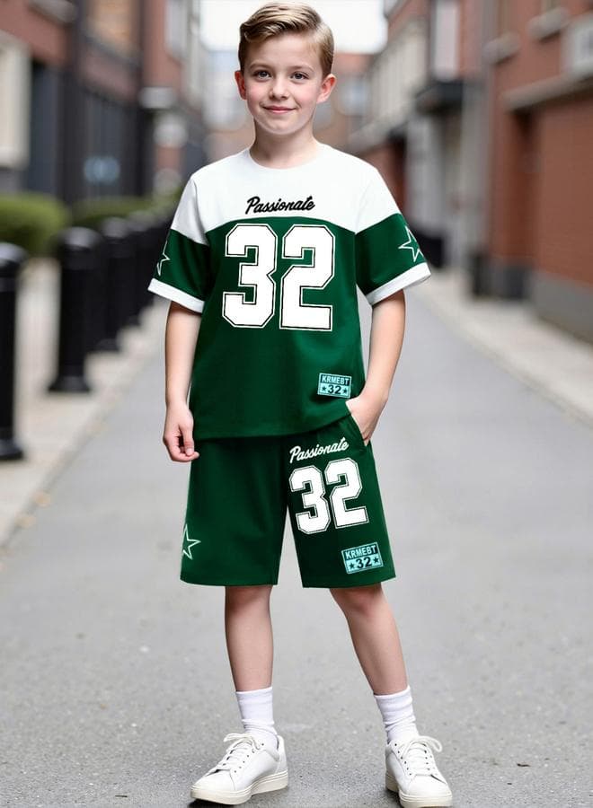 Boys Color Block T-Shirt And Shorts Set