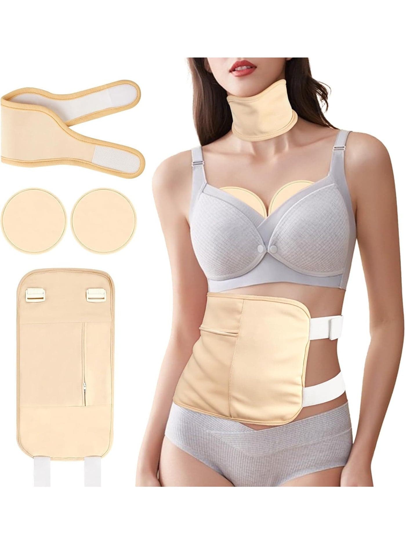 4 Piece Reusable Organic Castor Oil Packs Castor Oil Pack Wrap Made of Organic Cotton with Adjustable Elastic Strap Machine Washable Anti Oil Leak