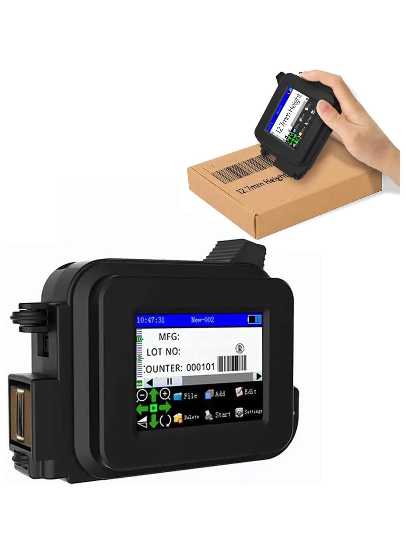 Mini HD Inkjet Printer, Editable Handheld Inkjet Printer, Solvent-Based Quick-Drying Ink, Supports 26 Languages, HD Color Screen, Touchscreen Operation, Used For Date Labels/Barcodes/Text/Numbers/Nmages