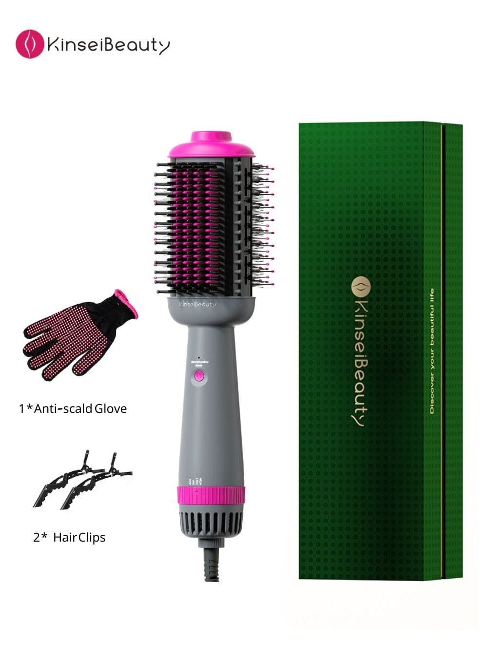 5-in-1 Negative Ion Hair Dryer Brush, 30s Fast Heating One-Step Volumizer Blow Dryer Brush, Hair Styler Hot Air Brush Set for Hair Drying/Straightening/Curling/Hair Comb/Massage Comb