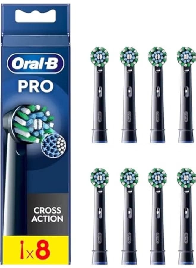 Oral-B Pro Sensitive Clean Electric Toothbrush Head, X-Shaped & Extra Soft Bristles for Gentle Brushing & Plaque Removal, Pack of 8 Toothbrush Heads, Black (Packing May Vary)