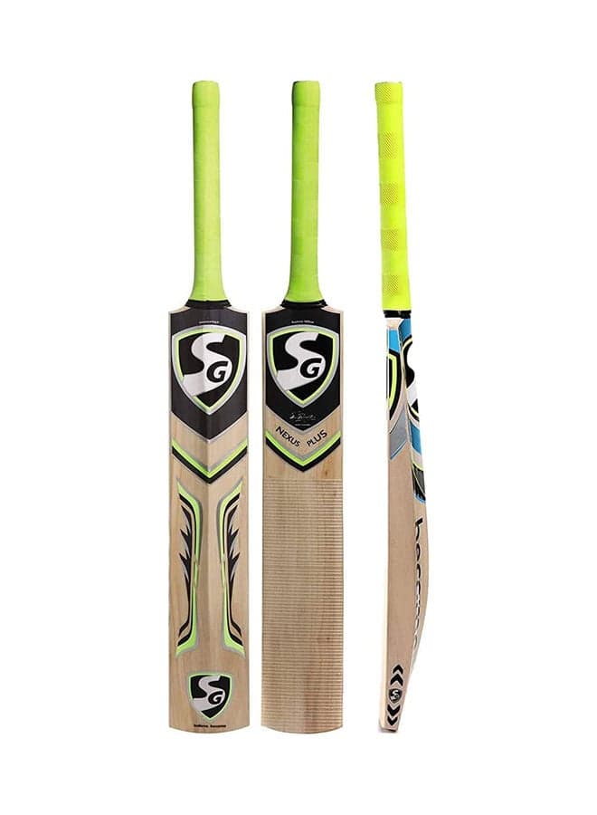 Nexus Plus Cricket Bat For Mens and Boys (Beige, Size - 5) | Material: Kashmir Willow | Lightweight | Free Cover | Ready to play | For Intermediate Player