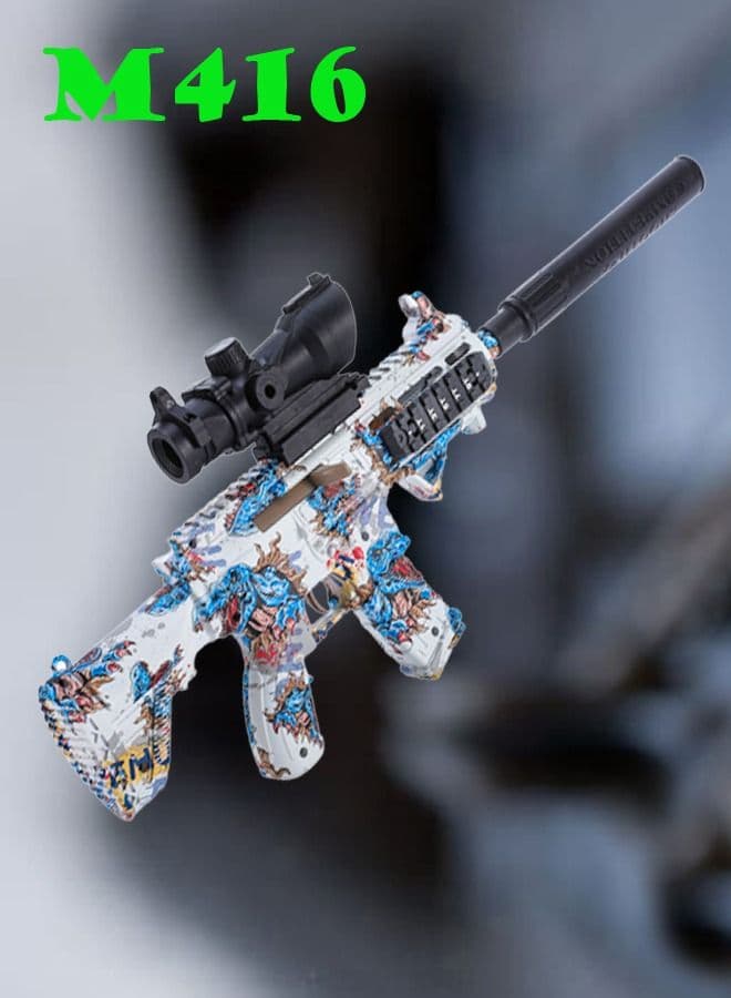 M416 Shape Toy Gun Electric Automatic Hydrogel Balls Blaster Water Pallet Toy Gun Gel Balls Toy Gun with Scope and Silencer for Outdoor Activity Toy Gun Birthday Holiday Gift for Children