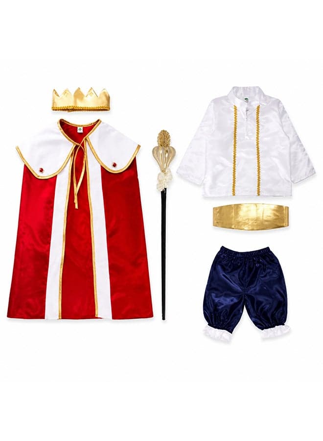 Kids King Prince Costume Set with Crown, Cape and Scepter – Royal Fancy Dress Outfit for Boys of age 6 to 7 years