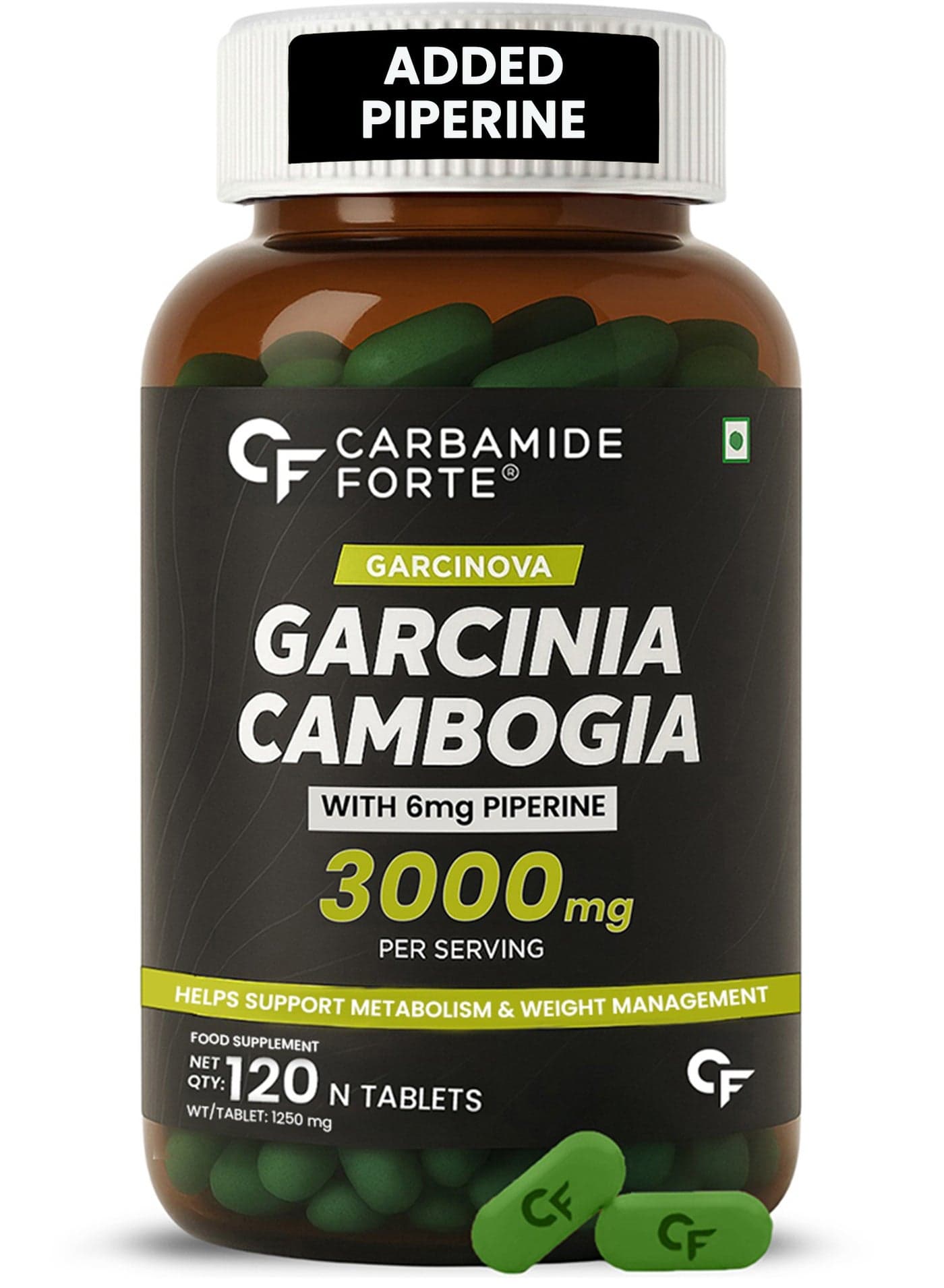 Carbamide Forte Garcinia Cambogia 3000mg 60% HCA & 6mg Piperine Per Serving | Weight Loss Supplement- 120 Veg Tablets