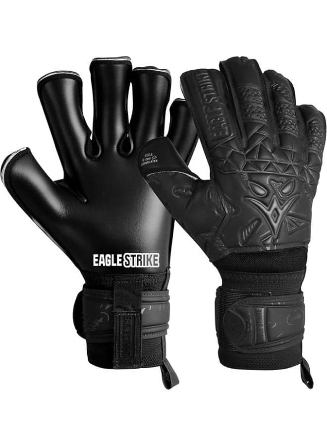Eagle Strike Soccer Goalie Gloves - Fingers Protection, Sizes 5 to 11, 4mm German Giga Latex Pro-Level Gloves