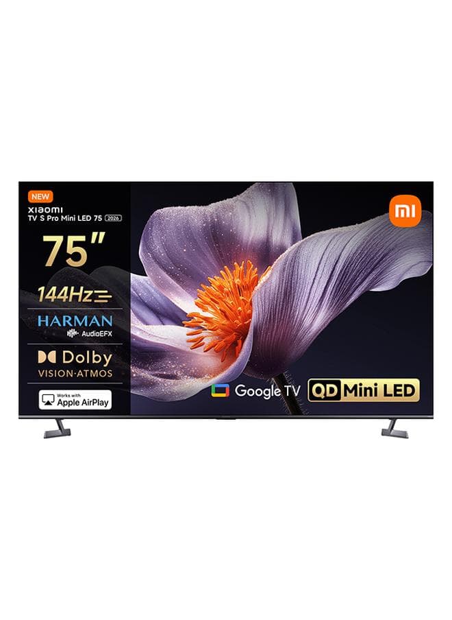TV S Pro Mini LED 75" 2026 | QD-Mini LED Dispaly| 4K UHD | 144Hz refresh rate | Dolby Audio & Atmos, Google TV |Low-reflection display ELA6340GL Black