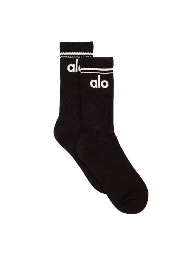 ALO long stockings, soft and breathable, comfortable to wear, for sports and casual wear-BLACK