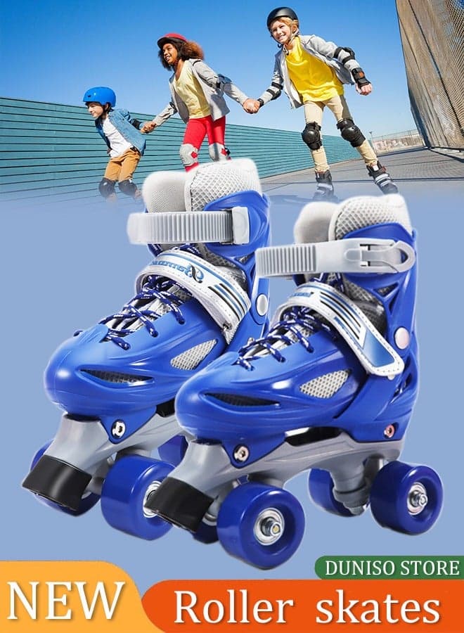 Roller skates, children's indoor and outdoor skating shoes,adjustable size, double row with 4 wheels, suitable for girls and boys (XS, suitable for sizes 26 to 29)