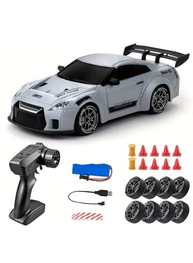 RC Drift Car, 1:24 Scale Remote Control Vehicle with LED Lights, 2.4GHz 20KM/H 4WD High Speed RC Cars, Drifting Tires&Two Batteries, Racing Sports Toy Idea Gift for Adults Boys Girls and Kids