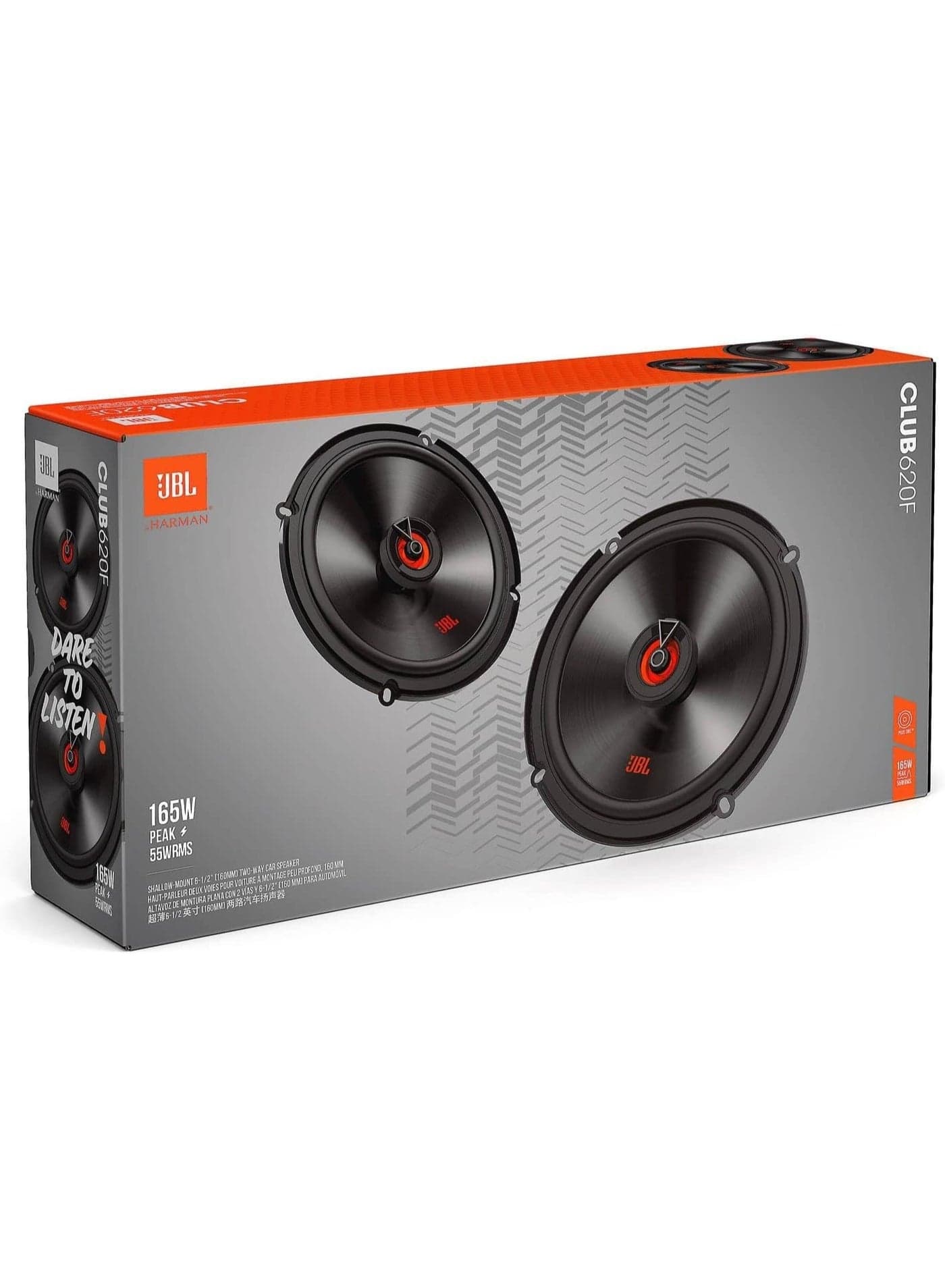 JBL Club 620F 2-Way Car Speaker Set by Harman Kardon - 180 Watt Car Speaker for Flat Installation - 2 Pieces Car HiFi Box Large 16-17 cm - 6.5 Inch - without Grille Cover