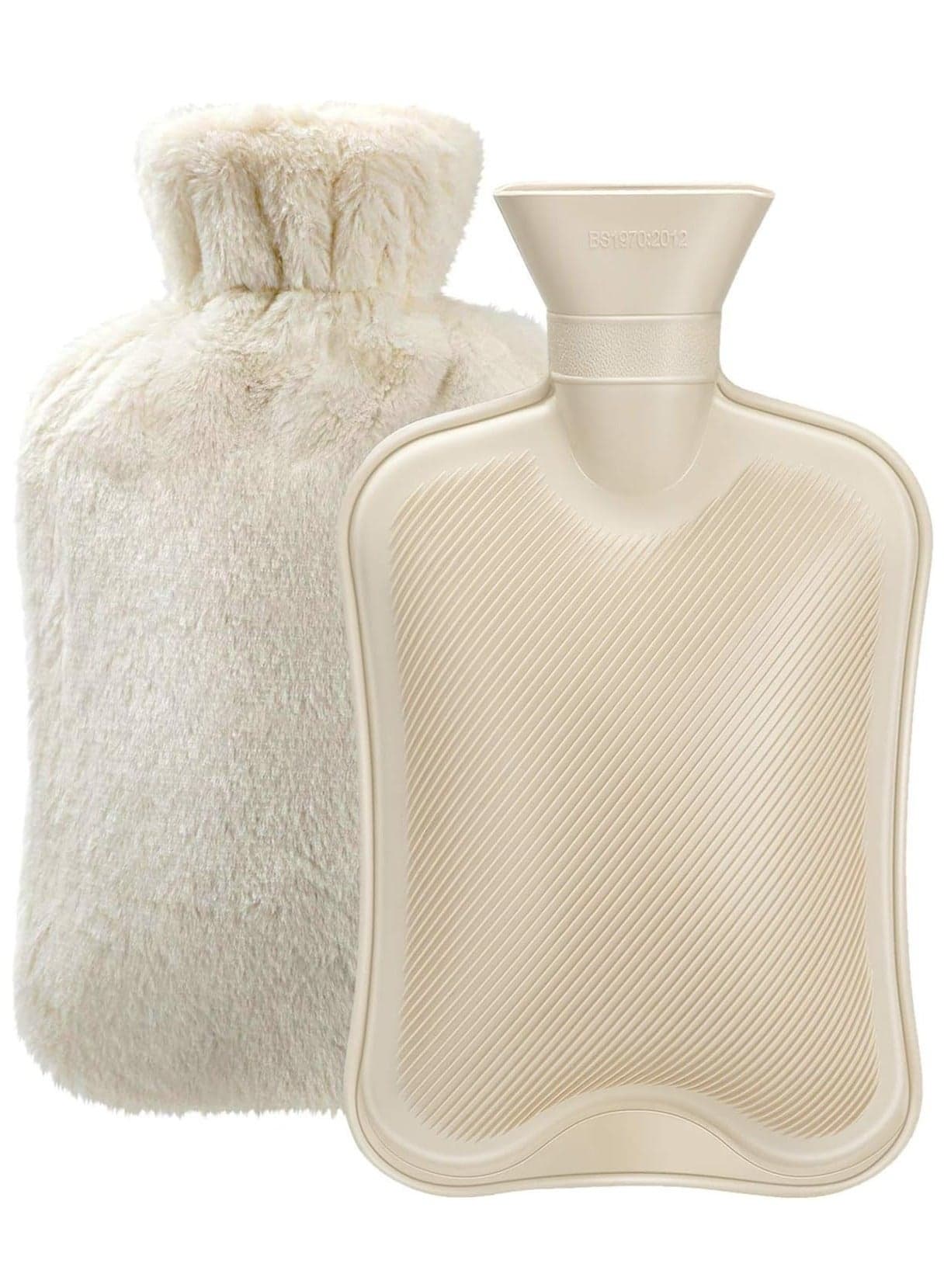 Hot Water Bottle with Soft Cover (2 Liter) Classic Rubber Hot Water Bag for Cramps, Neck, Shoulders Pain Relief, Hot Cold Pack for Hot and Cold Therapy and Feet Warmer, Great Gift for Women and Men