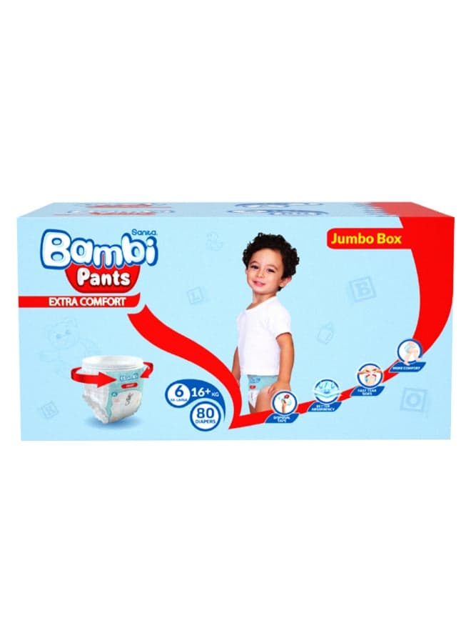Pants Jumbo Box Size 6, XX Large +16 KG, 80 Count