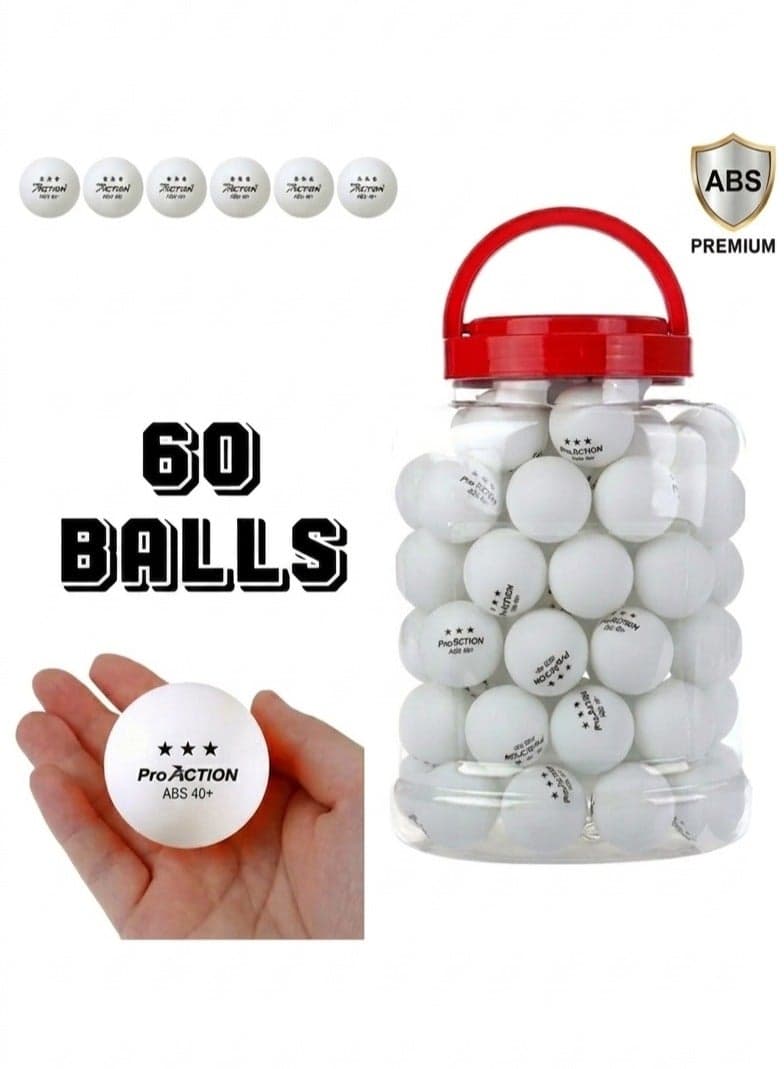 60 Pack Table Tennis Balls Tournament Standard Ping Pong Balls with High Bounce, Durable Indoor Outdoor Practice Balls for Kids and Adults, Portable Storage Case Included