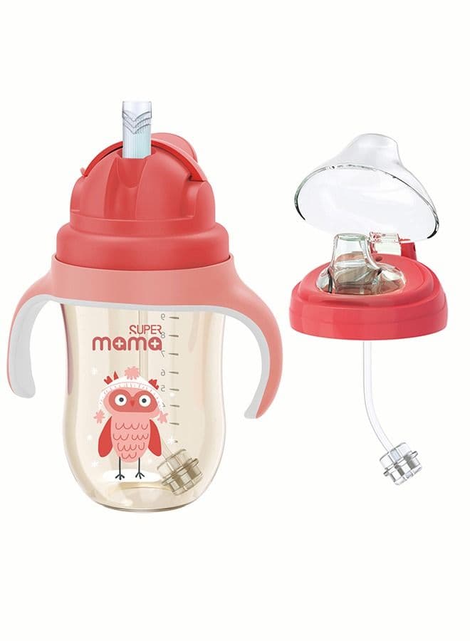 PPSU Baby Sippy Cup Boys and Girls Toddler Straw Cups Kids Water Bottle Spill Proof for School Outdoor Or Indoor BPA Free Easy To Hold Red 325ml