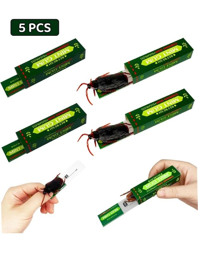 5 PCS Prank Gum, Funny Realistic Roaches Shock Gum Practical Joke, Shocking Prank Toys for Practical Jokes