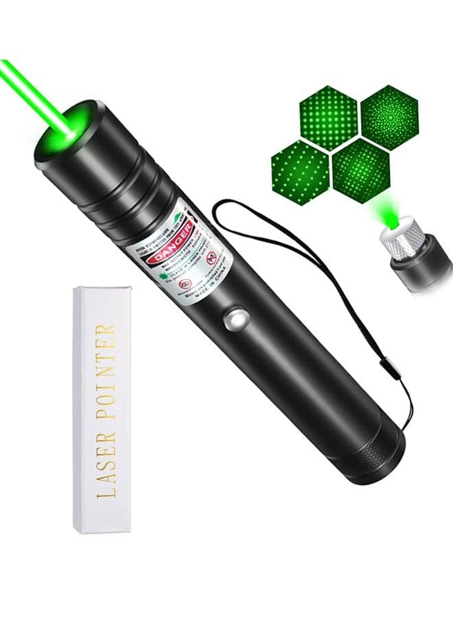Long Distance Green Laser Pointer, 2000m Laser Pointer High Power Pen, Green Laser Pointer Rechargeable for Hiking, USB Rechargeable, with Star Cap Adjustable Focus, Suitable for Projector