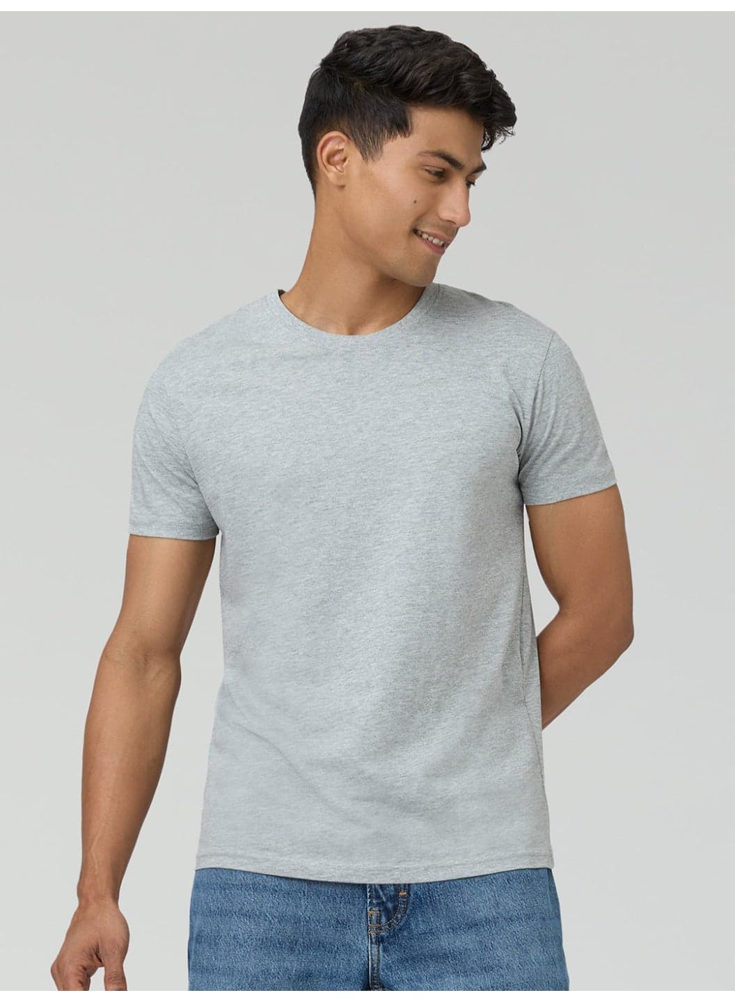 Men's Cotton Solid Regular Fit Round Neck T Shirt Heather Grey