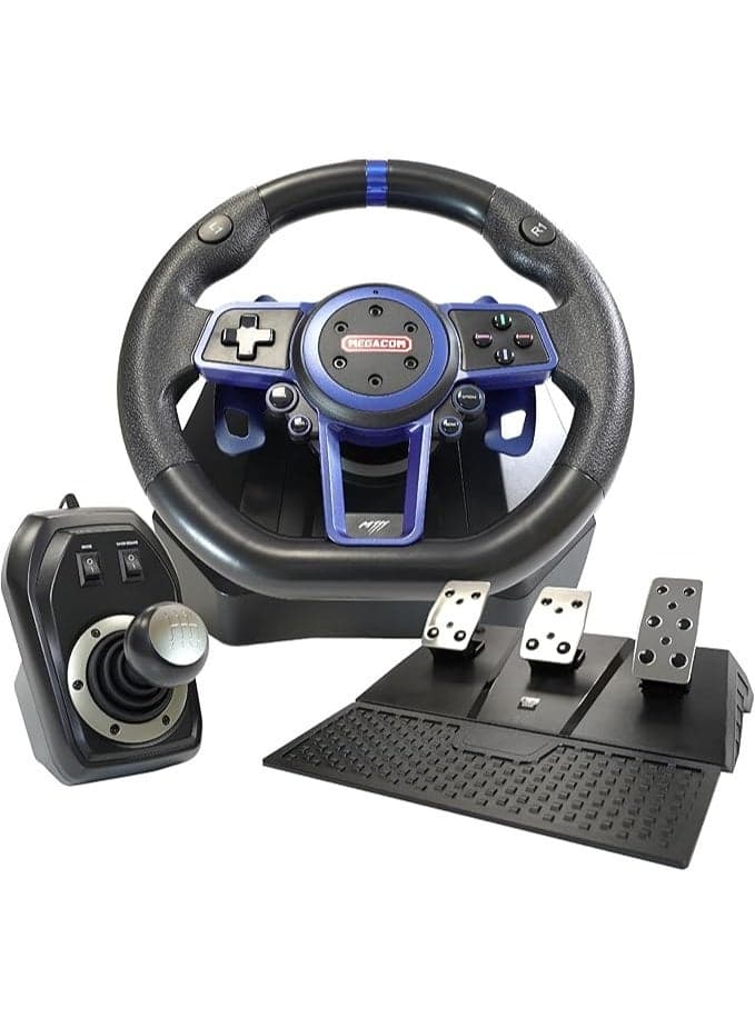 Megacom Mega Max Wheel M111 Racing Wheel set with Clutch Pedals, H-Shifter for PlayStation 5 (PS5