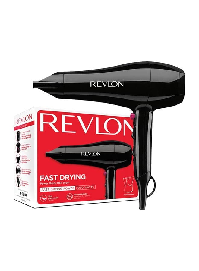 Quick Dry Hair Dryer Fast Drying 2000 Watts RVDR5280 Black