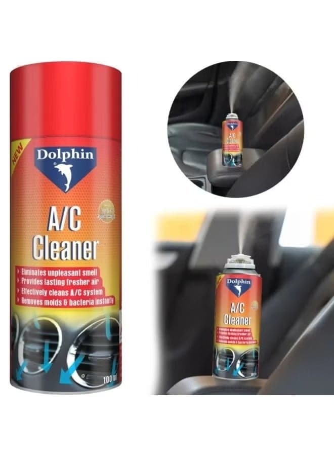 A/C Cleaner Spray 100ml – Powerful Odor Eliminator and Disinfectant for Air Conditioner Systems, Removes Dust, Bacteria, Mold, and Unpleasant Smells, Safe for Home and Car AC Units