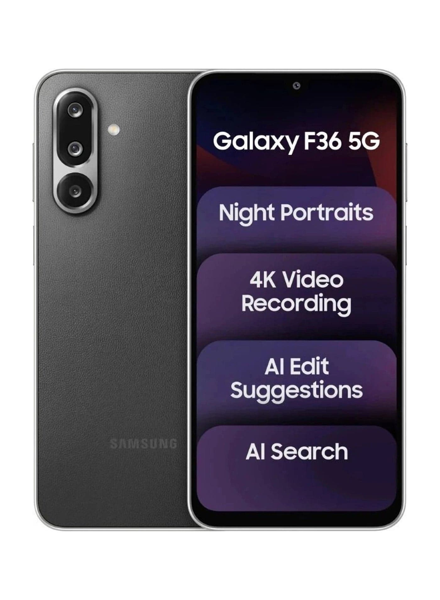 Galaxy F36 5G Smartphone (Black , 6GB RAM, 128GB Storage) | 50MP OIS Camera | Circle to Search | Slim 7.7mm - India Version