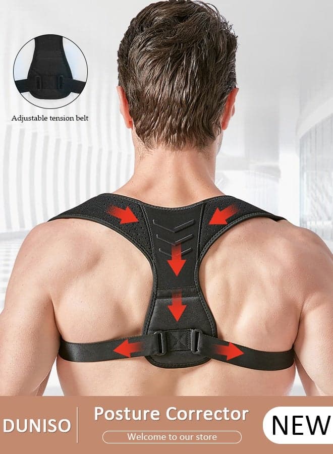Posture Corrector for Women and Men, Back Brace Fully Adjustable & Comfy, Support Straightener for Spine, Neck, Clavicle and Shoulder, Improves Posture and Pain Relief