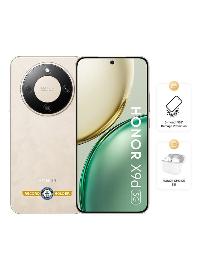 X9d Dual SIM 5G 12GB RAM 256GB Sunrise Gold With Free Choice E6i Earbuds and 6 Month Damage Insurance - Middle East Version