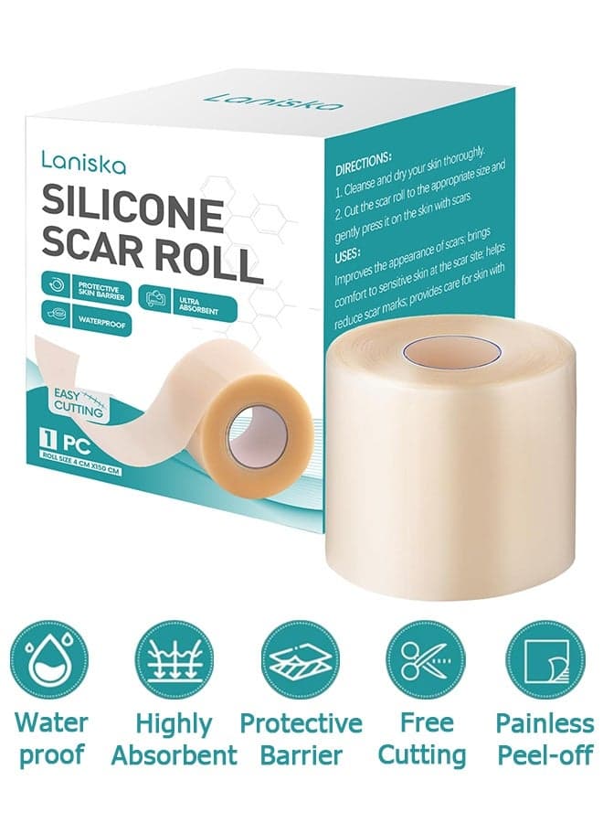 Hydrocolloid Patches - Hydrocolloid Roll for Wound Care - Cuttable Waterproof Roll Tape - Hydrocolloid Patch Plasters Self-Adhesive, Waterproof Dressings, Extra Thin, Safe and Effective - for Burn, Blister, Acne Care, Sterile and Waterproof (4*150CM)